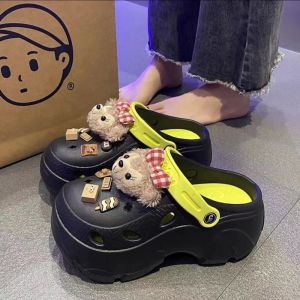 [Free Shipping] Non-Slip Thick-Soled Duffy Bear Clog-Style Outdoor Slippers For Women With A Raised Heel And A Closed-Toe Design
