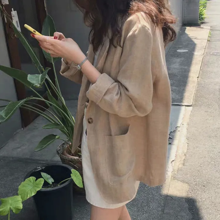 ZD Early Spring New Korean Style Internet Celebrity Blazer for Women Korean Version Loose Small Suit British Style