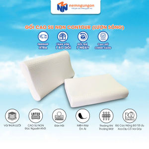 Gối cao su non Kingroll mềm êm nâng đỡ cổ giảm ngủ ngáy thiết kế Contour - Tặng kèm vỏ gối