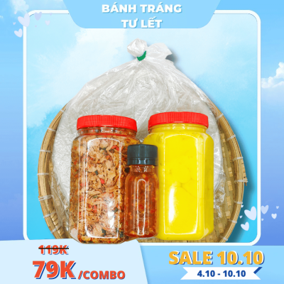 Combo bánh tráng muối tép hành + HỦ BƠ LỚN (Có nước chấm)