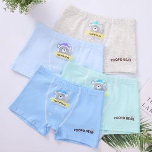 Kids Boxer Briefs Underwear Soft Cotton Breathable Cartoon Design Comfortable Girls and Boys Boxer Panties 4pcs