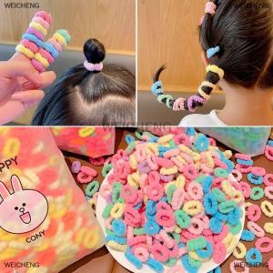 [COD] WEICHENG 100Pcs Girls Colorful Hair Bands Set Nylon High Elastic Rubber Band Childrens Hair Circles Kids Hair Tie Hair Accessories