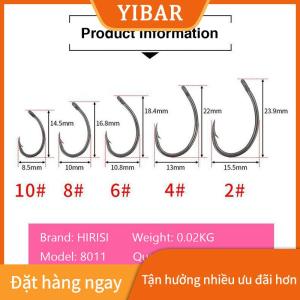 YIBAR Hirisi 50 cái móc Teflon đóng hộp móc nhiều loại có gai Móc Câu Cá chép dụng cụ câu cá