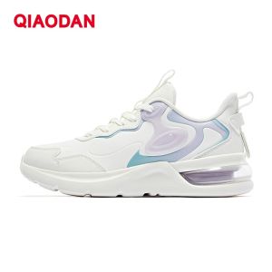Qiaodan Women Running Shoes Leather Waterproof Shock Absorption Rebound Half Palm Air Cushion XM46220209