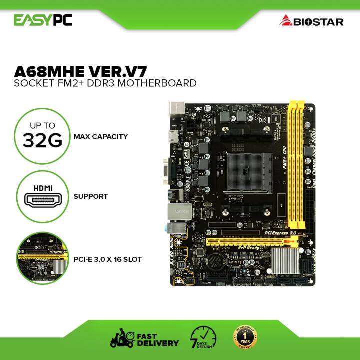 Biostar A68MHE Ver.V7 Socket Fm2 Ddr3 Motherboard Support AMD