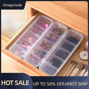 Omaga Multifunctional Five Grids Hair Accessories Storage Box Jewelry Organizer For Women Transparent Compartment Desktop Storage Box