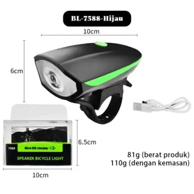 Lampu Sepeda 3 in 1 XPG - Klakson Solar Charger + Lampu Depan LED Super Terang + Waterproof - Aksesoris Bersepeda Outdoor