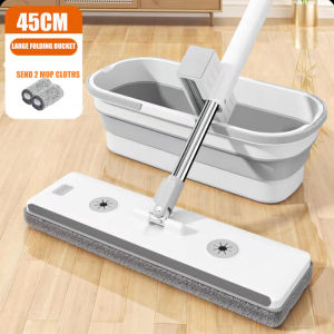 Flat Mop Telescopic Function Mop Lazy Mop Hands Free Washing mop Foldable Mop 360 Degree Rotating Mop for Floor Cleaning免手洗拖把