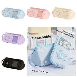 DJDK Handheld Y2K Star Stationery Bag Multilayer Storage Korean Pencil Case Cute Aesthetic Ins Pencil Pouch Stationery Holder