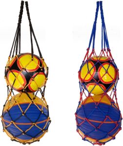 LAKE OF FIRE 2PCS Basketball Storage Net BagFootball Soccer Ball Bag Mesh Can Carry Double Balls Nylon Storage Bag Carry Bag