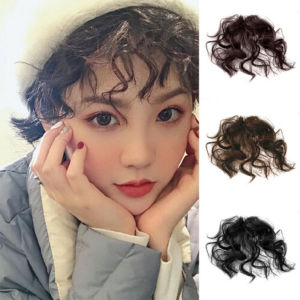 MLS Women Fluffy Remy Fake Natural Curly Bang Front Clip In Fringe Bang Air Bangs Hairpiece Hair Extensions