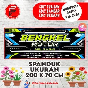 Spanduk Banner Bengkel Motor Ukuran 200 x 70 cm