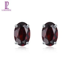 Genuine Garnet Peridot Stud Earrings Solid 925 Sterling Silver