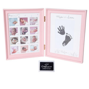 Baby Handprint Footprint Frame Baby Non-Toxic Handprint Footprint Photo Frame Full Month Gift