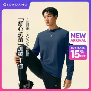 Giordano Men G-MOTION print fleece-lined seam detail tee Free Shipping 01026789