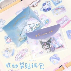 40pcs Sanrio Stickers Cute Cinnamoroll Kuromi My Melody Sticker for Laptop Girls Waterproof Stickers with Storage Bag Kids Toys