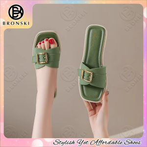 BRONSKI Womens Slippers 5cm Elegant and Comfortable High Heels Neutral Color External Wear Womens Casual Slippers