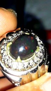 Cincin Batu Kalimaya Black Opal Banten Asli Natural