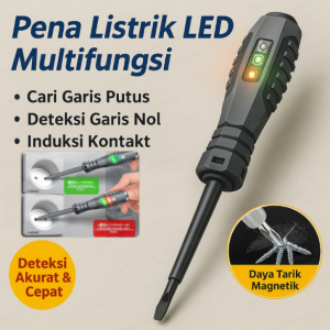 Obeng Tes Tegangan Listrik Torsi Kuat Pena Deteksi Listrik Lampu LED Obeng Listrik Multifungsi Alat Ukur Voltase Pena Uji Listrik Indikator Cahaya Jelas/Alat Pendeteksi Kabel Pemutus Sirkuit