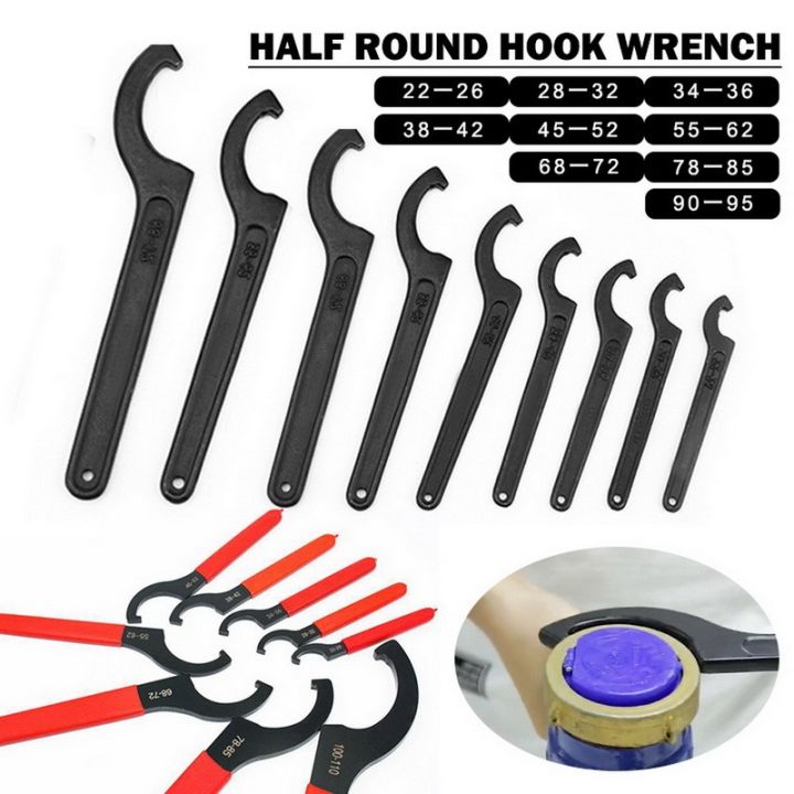 1 PCS Type C Hook Spanner Wrench Nuts Bolts Hand Tools Chrome Vanadium  Alloy Steel 22-72mm C Spanner Tool Hook Shock Absorber