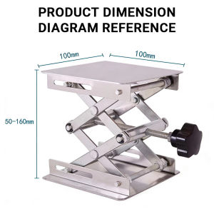 Adjustable 100mm Stainless Steel Scissor Lift Lab Lifting Stand Table Rack Platform Woodworking Support