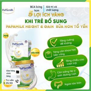 Sữa non tổ yến Papamilk Height & Gain giúp tăng cân tăng chiều cao cho Trẻ từ 1-19 tuổi