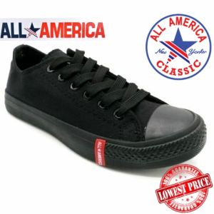 ALL AMERICA Secondary Student Black School Shoes Canvas | All American Kasut Sekolah Hitam Menengah Bertali Canvas 3323