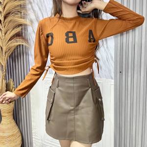BRIEE FASHION - KARLEY KAOS CROP TOP TALI SERUT WANITA / CROP TOP KOREAN STYLE -PN