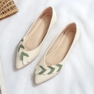 Women comfort flat ballet shoes pointed toe soft leather work shoes