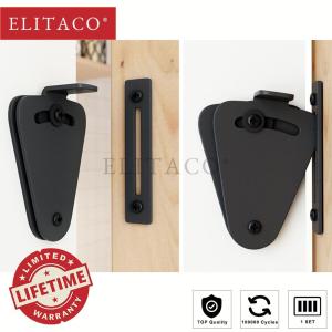 【ELITACO】 Urban x Vintage Black Sliding Door Lock Kit DIY Sliding Wood Barn Door Big Small Roller Rail Soft Close Track Hardware silent Kit DIY Furniture Finishing