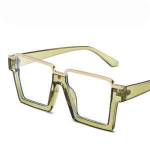 JN IMPRESSION Khung hình vuông đơn giản trang trí chống kính che ánh sáng xanh thời trang phiên bản Hàn Quốc kính trơn cho nam giới và phụ nữ