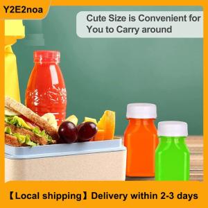 【Local shipping】 4Pcs 120ML Clear Drink Containers Plastic Reusable Empty Juice Bottles with Black Tamper Proof Lids for Juice Milk Coffee