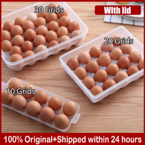 ⭐️【มีในสต๊อก+คลังสินค้าท้องถิ่น】⭐Fridge Egg Holder Freezer Tray Box Storage Container Case Plastic Organizer-10/20/30 Grids