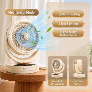 Desktop Air Circulator Fan Powerful 3D Surround Airflow Rechargeable Night Light Aromatherapy Table Fan