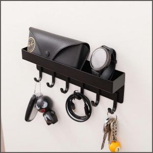 Hook Rack Multifunction Shelf No-punch Steel Storage Space Flexible Installation Entrance Hall