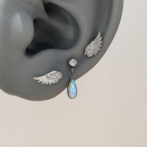 [fenggongshuode] Vintage Couples Creative Angel Wings Stud Earrings Women Punk Studs Birthday Jewelry Gift