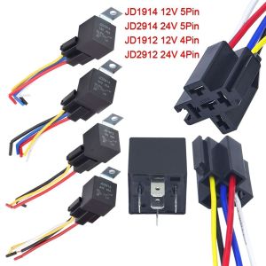 BESTITIT Không thấm nước Với ổ cắm Rơle khai thác Jd1912 jd1914 jd2912 jd2914 4 chấu 5 chấu 4P 5p Rơ Le ô tô Rơ Le ô tô 12V 24V 40A