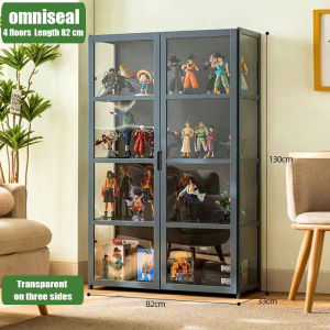Display Cabinet Rack 3/4/5Layers Wood/Brown Bamboo Acrylic Transparency Bookshelf Kitchen Cabinet