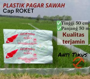 Plastik Pagar Sawah tinggi 50 cm x panjang 50 meter Cap ROKET
