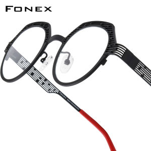 FONEX Titan Gọng kính thời trang nữ thiết kế thương hiệu Retro Kính Tròn Nam cổ điển siêu nhẹ chất lượng cao Nhật Bản kính mắt cho mắt 85868
