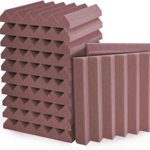 BEIYIN Wedge Acoustic Foam Soundproof Diffuser Panels Sound Absorbing Tiles Acoustical Insulation Deadening Sponge Fireproof for Studios/Home/Offices/KTV/Gaming Rooms 30X30X5CM