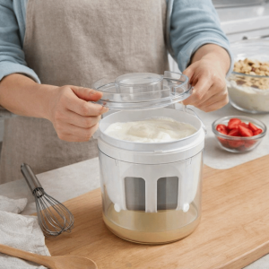 BAGUO(霸果) Stainless Steel Yogurt Strainer Food Grade Fine Mesh Whey Separator Greek Yogurt Quick Strain Cheese Strainer Yogurt Making