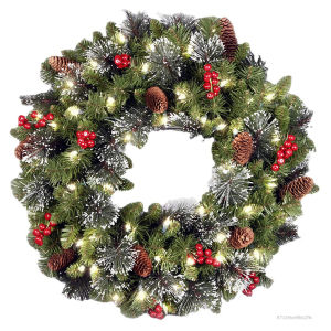 Artificial Christmas Green Wreath Crestwood Spruce Christmas Wreath for Family Friend Neighbor Gift SUN-SG