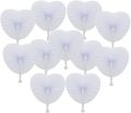 60 Pcs White Paper Fans, Folding Handheld Fans for Wedding, Round Shaped Paper Fans with Plastic Handle for Birthday Party.(Heart). 