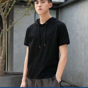 TAILOR  Hoodie Cotton Solid Tees Hoodies Summer Short Sleeve Shirts M-3XL Top Casual T Shirt Men