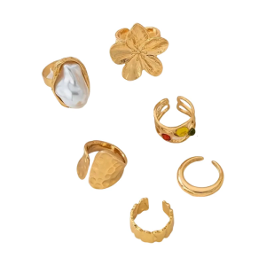 Punk Style Multi Ring Collection 6 Pack Adjustable Open Design Set For Modern Fashion Lovers Sturdy Alloy Material