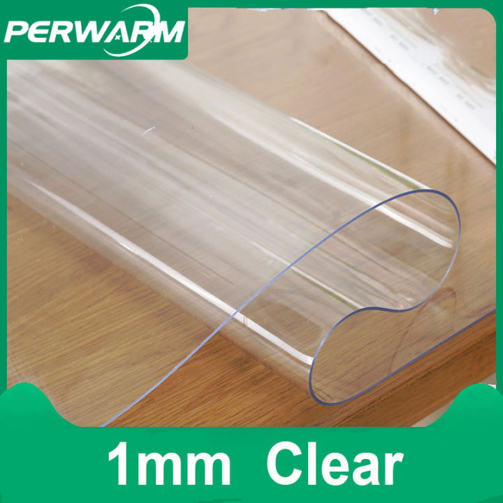 （1mm Transparent Rectangle）PVC Kitchen Clear Tablecloth Cover Crystal ...