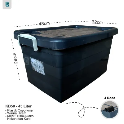 SHINPO / EZY CONTAINER BOX CB 52 LITER PLASTIK KOTAK WADAH PENYIMPANAN SERBAGUNA DENGAN RODA TERMURAH