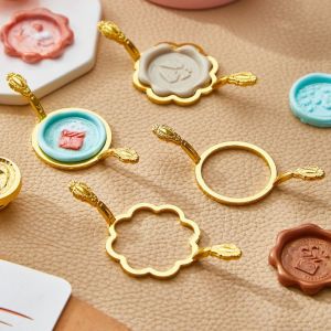 TSEVD Creative Wedding Retro Engagement Fire Lacquer Fixer Sealing Wax Molds Envelopes DIY Crafts Tool Wax Ring Shape Holder Wax Sealing Shaper Sealing Wax Molds Holder Wax Seal Stamp Rings