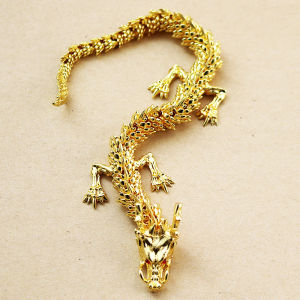 Alloy Five-Clawed Golden Dragon Ornament with Movable Handle Fortune-Bringing Chinese Dragon Home and Office Desktop Decoration